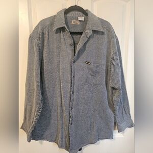 VTG JORDACHE Shacket Thick Shirt Blue and White Striped Button-Up Shirt SZ L